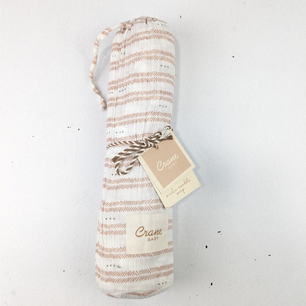 Crane Baby Rust/Mauve/Gray Swaddle Blanket - 47" x 47"